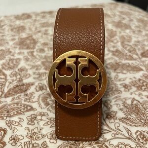 Tory Burch Brown Leather Belt with Gold Logo